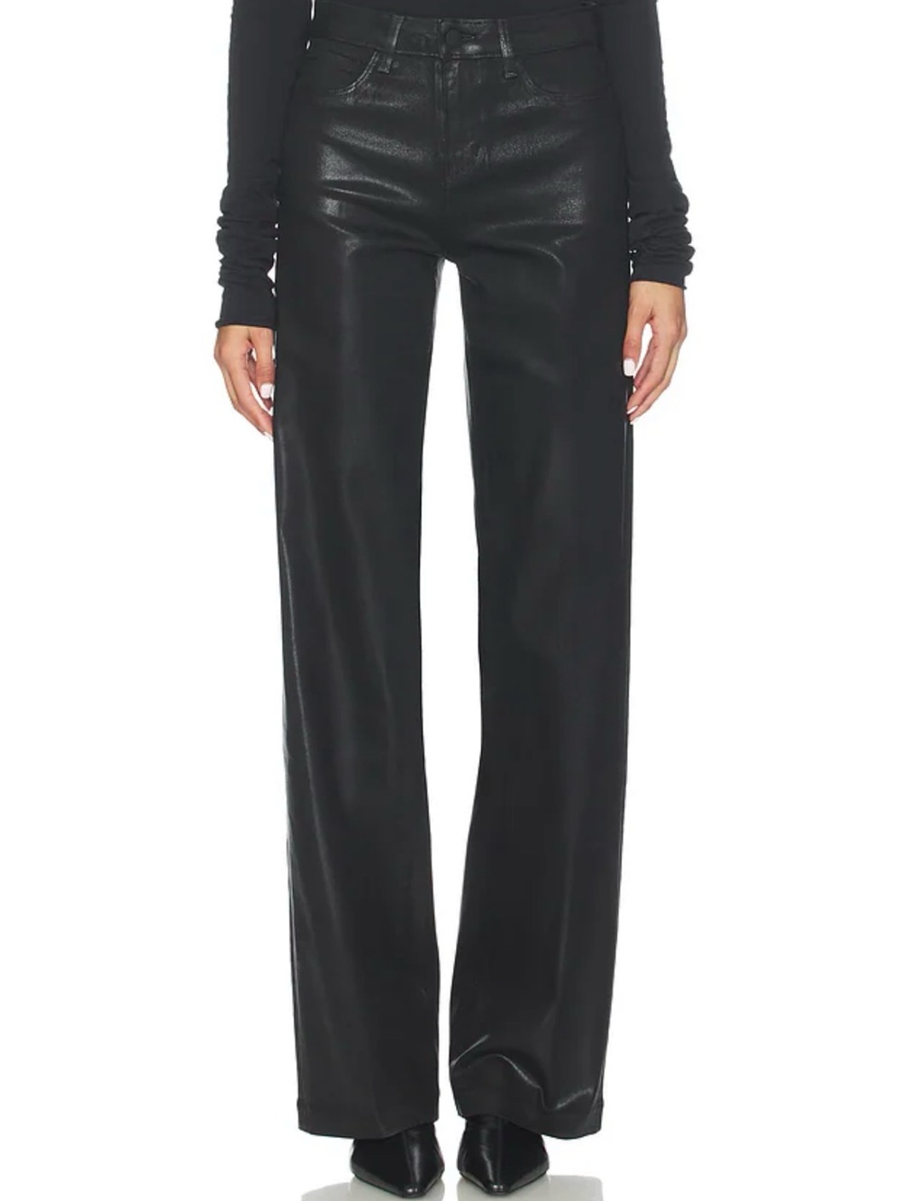 L'AGENCE - Clayton High Rise Wide Leg in Noir Coated